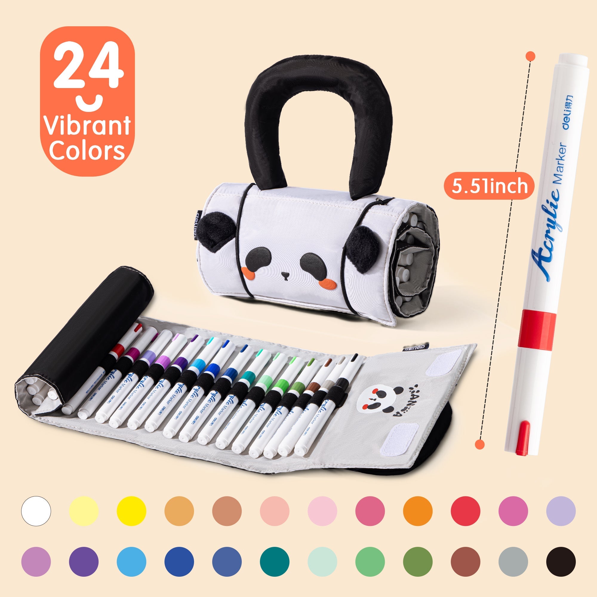 24 Colors Acrylic Paint Markers, Water-Based Acrylic Paint Pens for Rock Painting, Ceramic, Wood, Canvas, Plastic, Glass, Stone, Calligraphy, Card Making, DIY Crafts