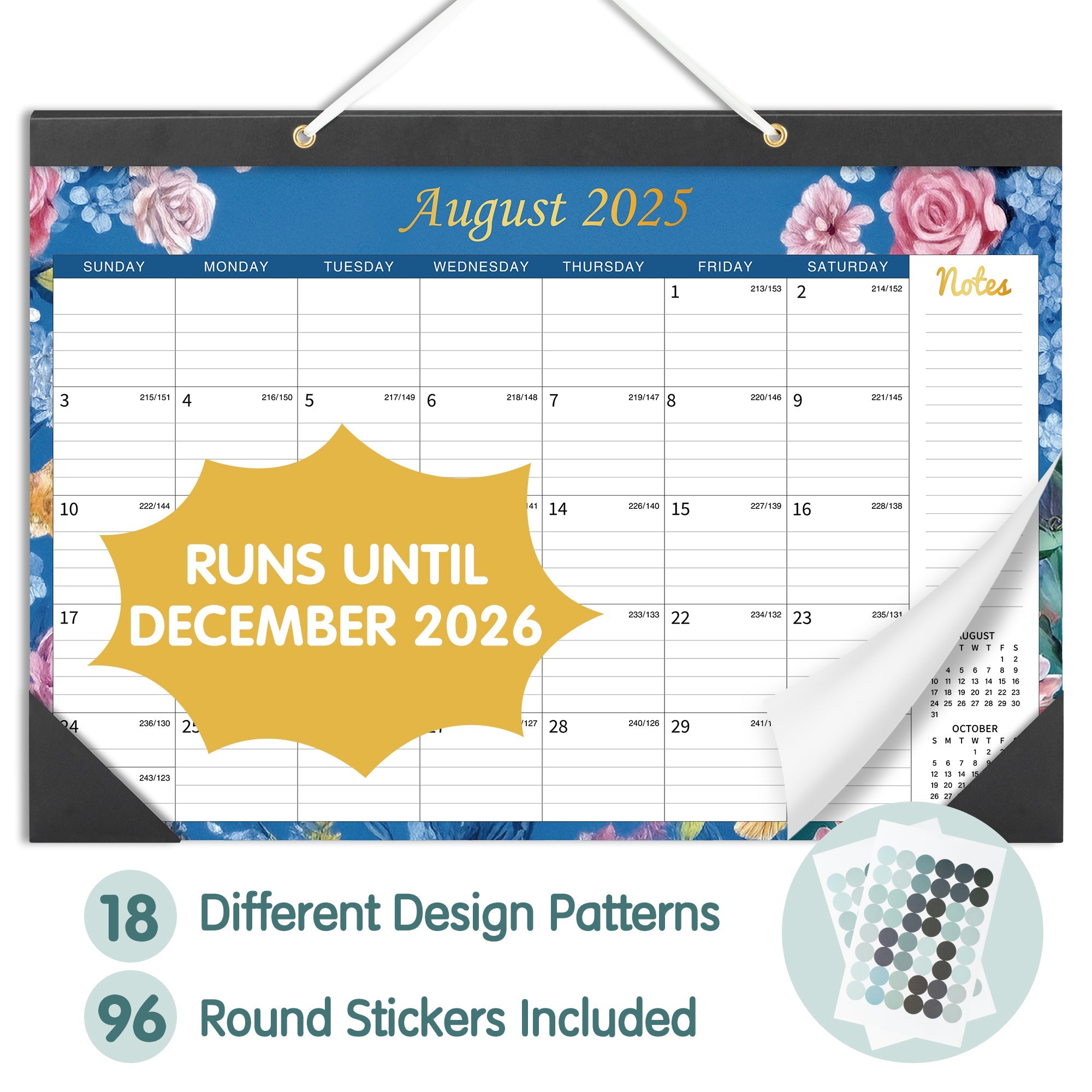 Deli Desk Calendar 2025 from July 2025 Through Jan 2026, 18 Monthly 17 x 12" Desktop/Wall Calendar, Thick Paper with Julian Dates and Block for Home School Office