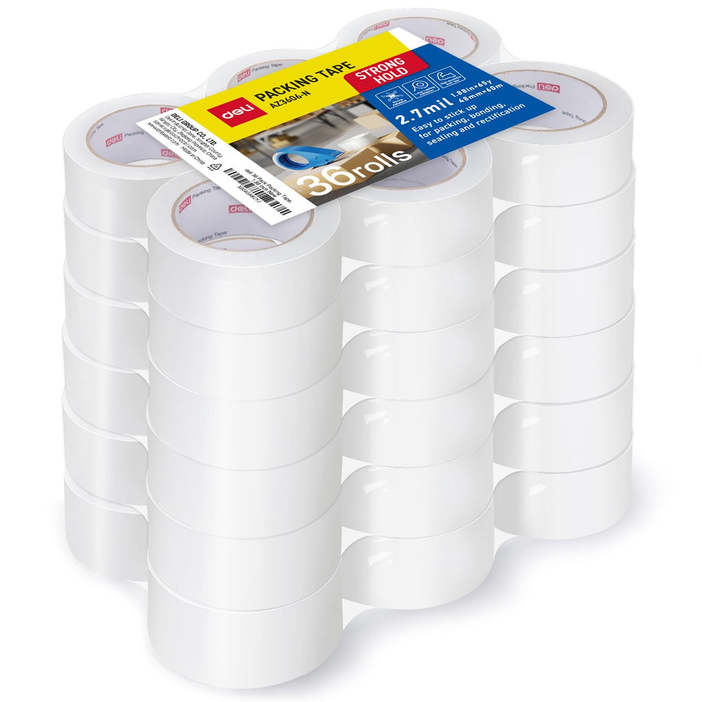 deli Heavy Duty Packing Tape 36 Rolls, Clear Packing Tape for Shipping Packaging Moving Sealing, 2.7mil Thick, 65 Yards Per Roll, 2340 Total Yards, 1.88-inch/2-inch Options