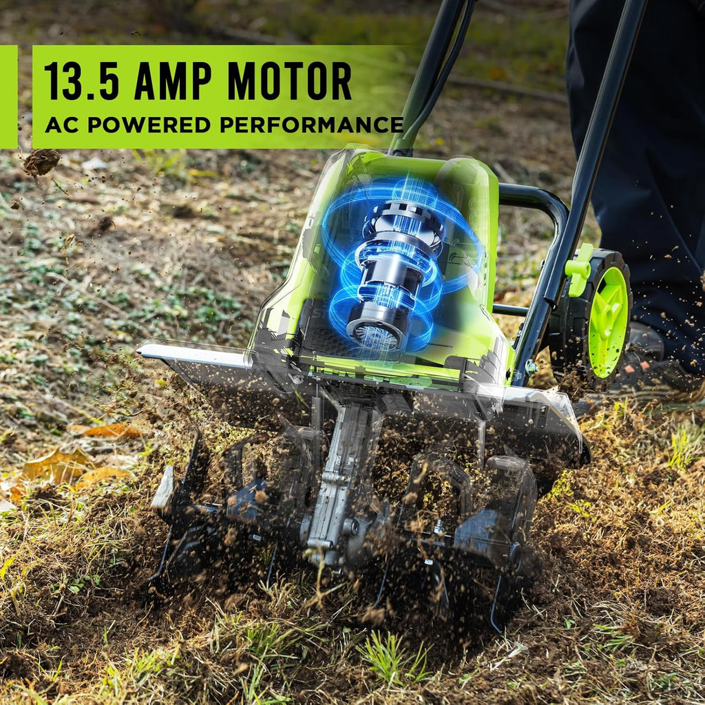 STEELITE 16-Inch Corded Electric Tiller, 13.5 Amp Powerful Garden Cultivator for Soil Preparation and Landscaping – Lightweight, Durable, and Easy to Use