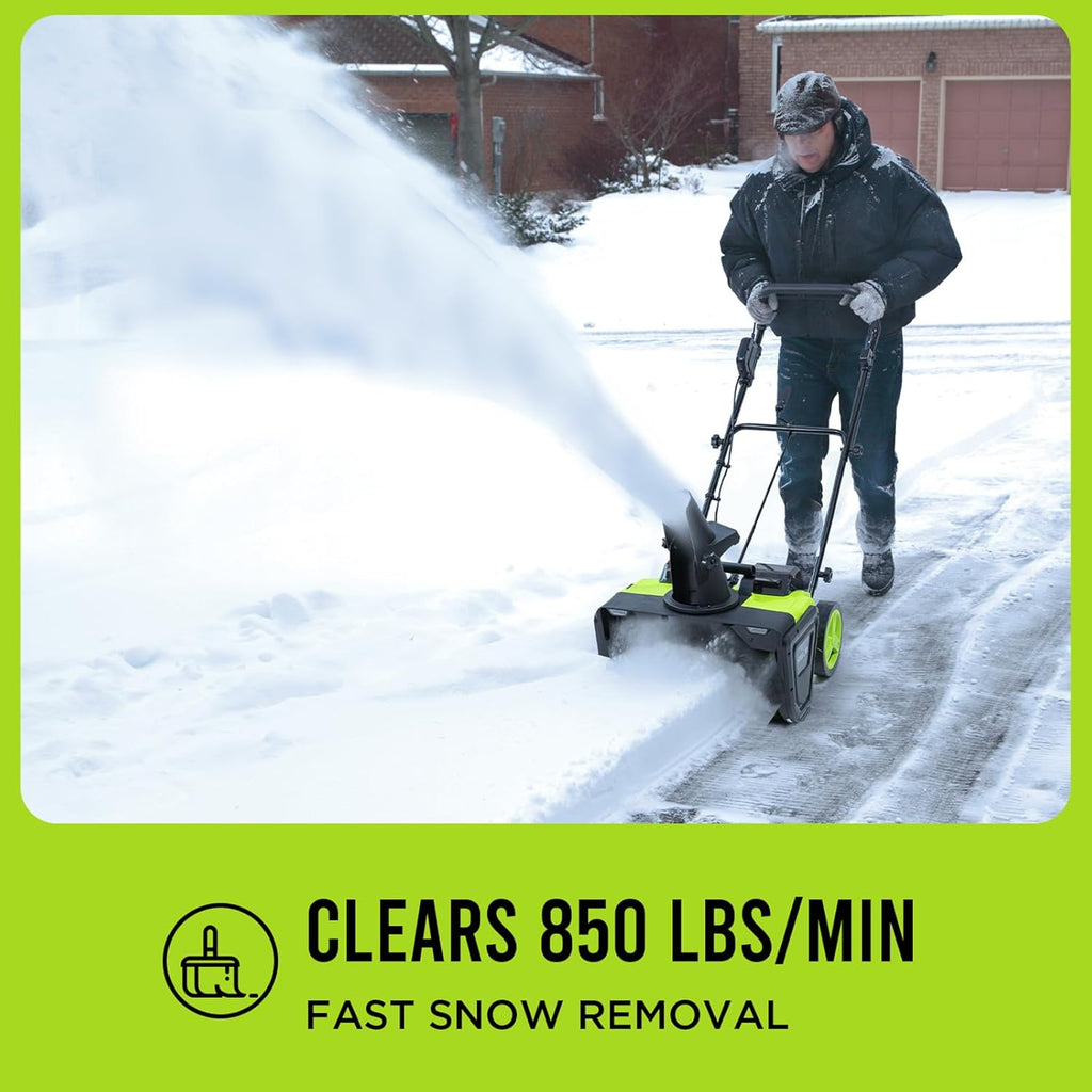 2 x 20V STEELITE Cordless Snow Blower, 20-Inch Snow Thrower Includes 2 x 4.0Ah Batteries & Charger, Ideal for Walkways and Driveways, Brushless Motor