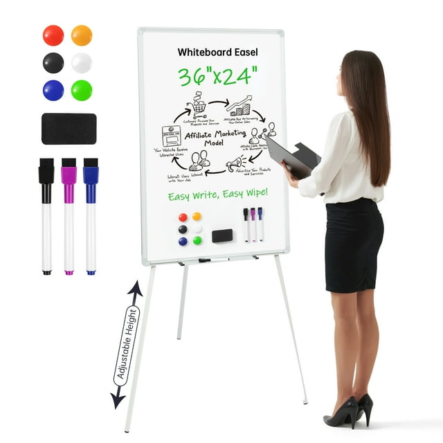 Easel Whiteboard-VUSIGN Magnetic Portable White Board 36 x 24, Tripod Height Adjustable, Easel Stand White Board for School or Office & Teaching at Home