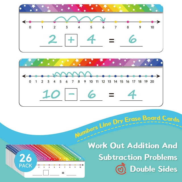 deli 26-Pack Double-Sided Number Line Dry Erase Boards – 0-10 on One Side, 0-20 on the Other | Reusable Math Whiteboards for Kids, Students, Classrooms & Home Learning